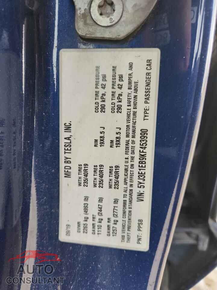 TESLA MODEL 3 2019 - 5YJ3E1EB9KF453990