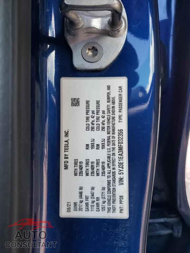 TESLA MODEL 3 2021 - 5YJ3E1EA3MF032356