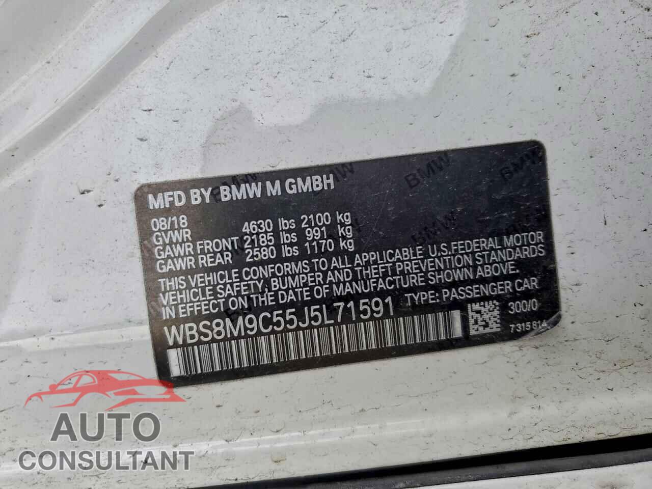 BMW M3 2018 - WBS8M9C55J5L71591