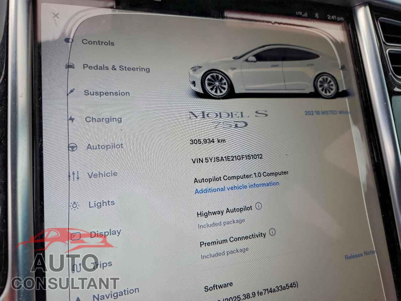 TESLA MODEL S 2016 - 5YJSA1E21GF151012