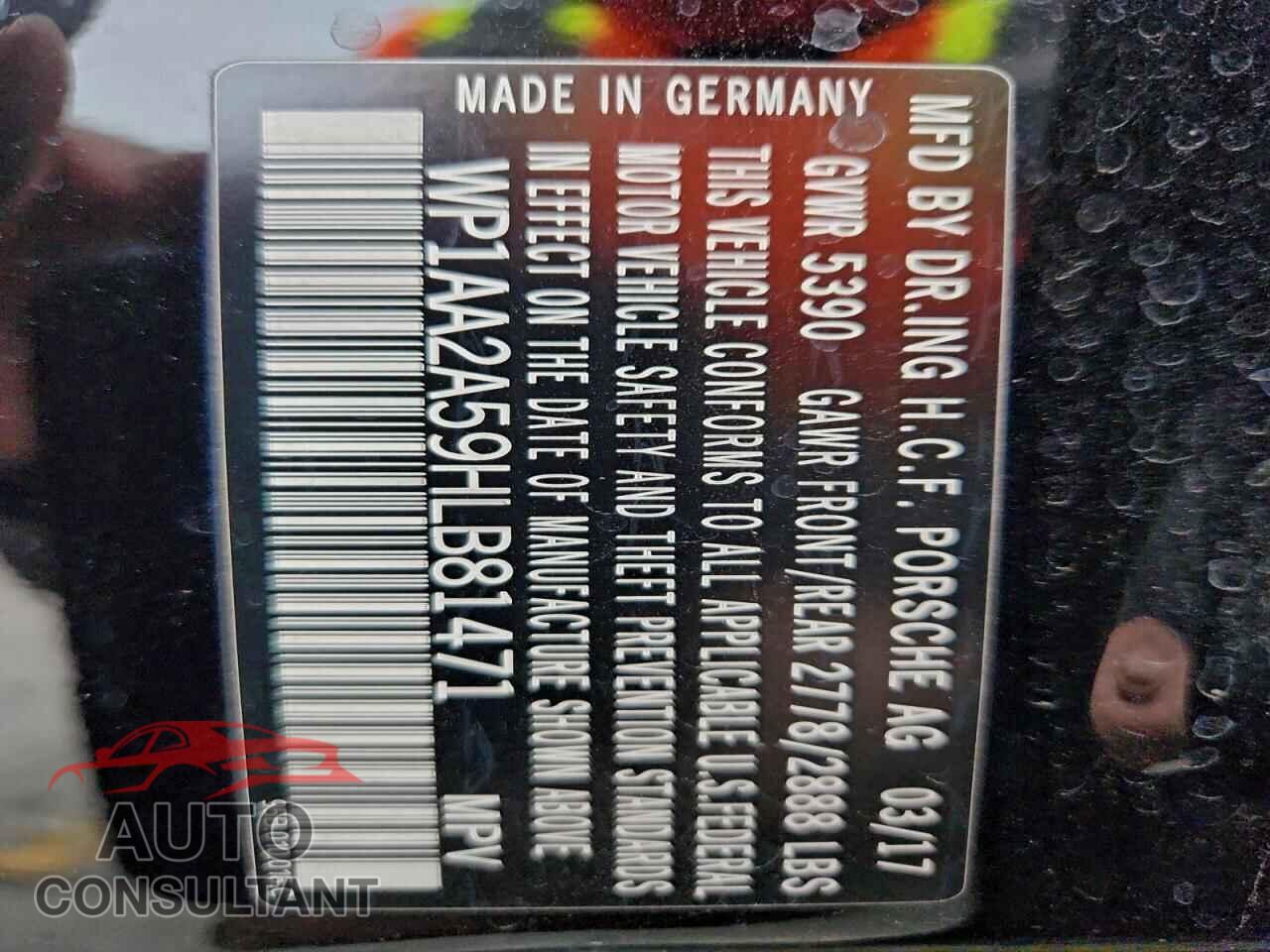 PORSCHE MACAN 2017 - WP1AA2A59HLB81471