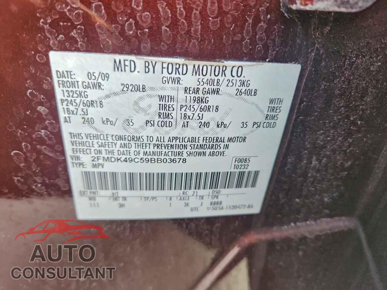 FORD EDGE 2009 - 2FMDK49C59BB03678