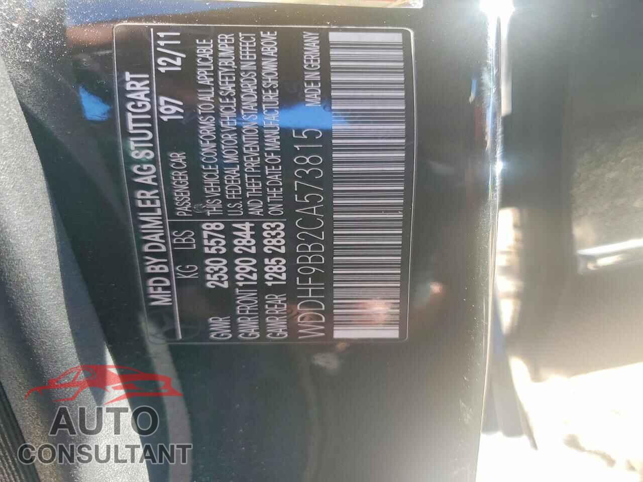 MERCEDES-BENZ E-CLASS 2012 - WDDHF9BB2CA573815