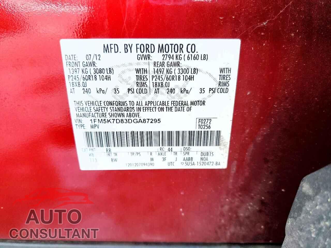 FORD EXPLORER 2013 - 1FM5K7D83DGA87295