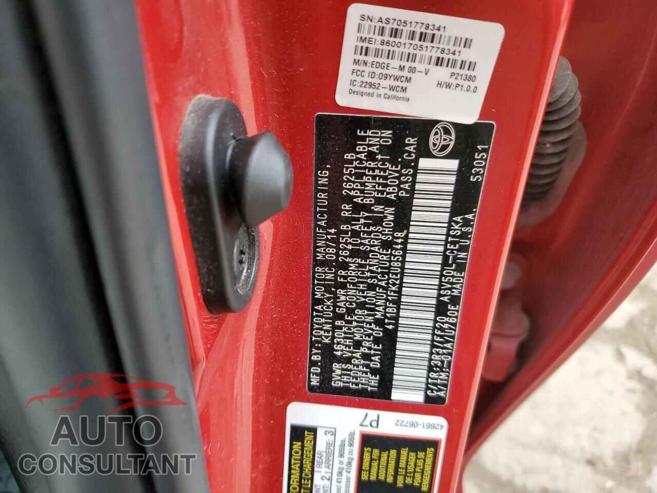TOYOTA CAMRY 2014 - 4T1BF1FK2EU856448