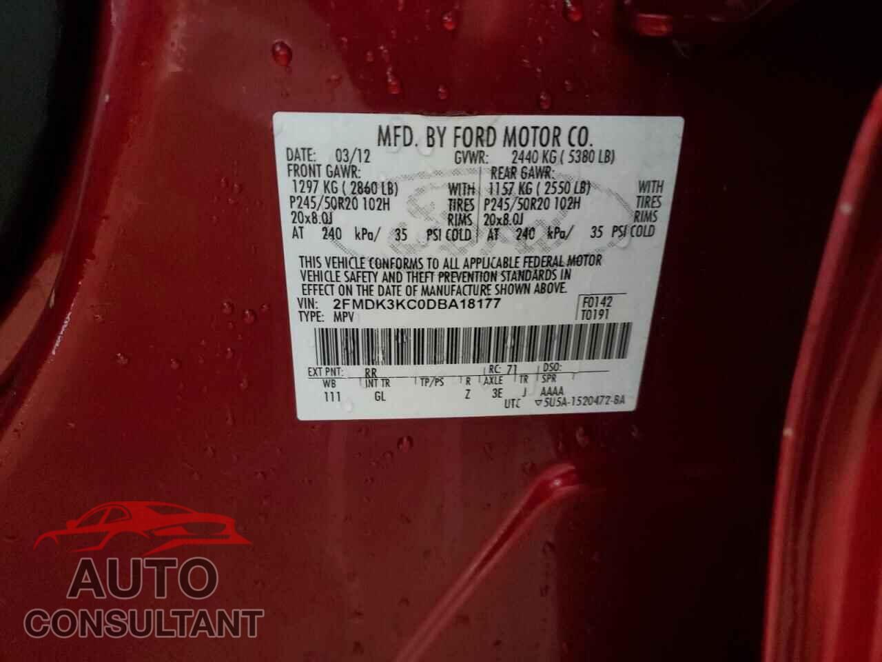 FORD EDGE 2013 - 2FMDK3KC0DBA18177