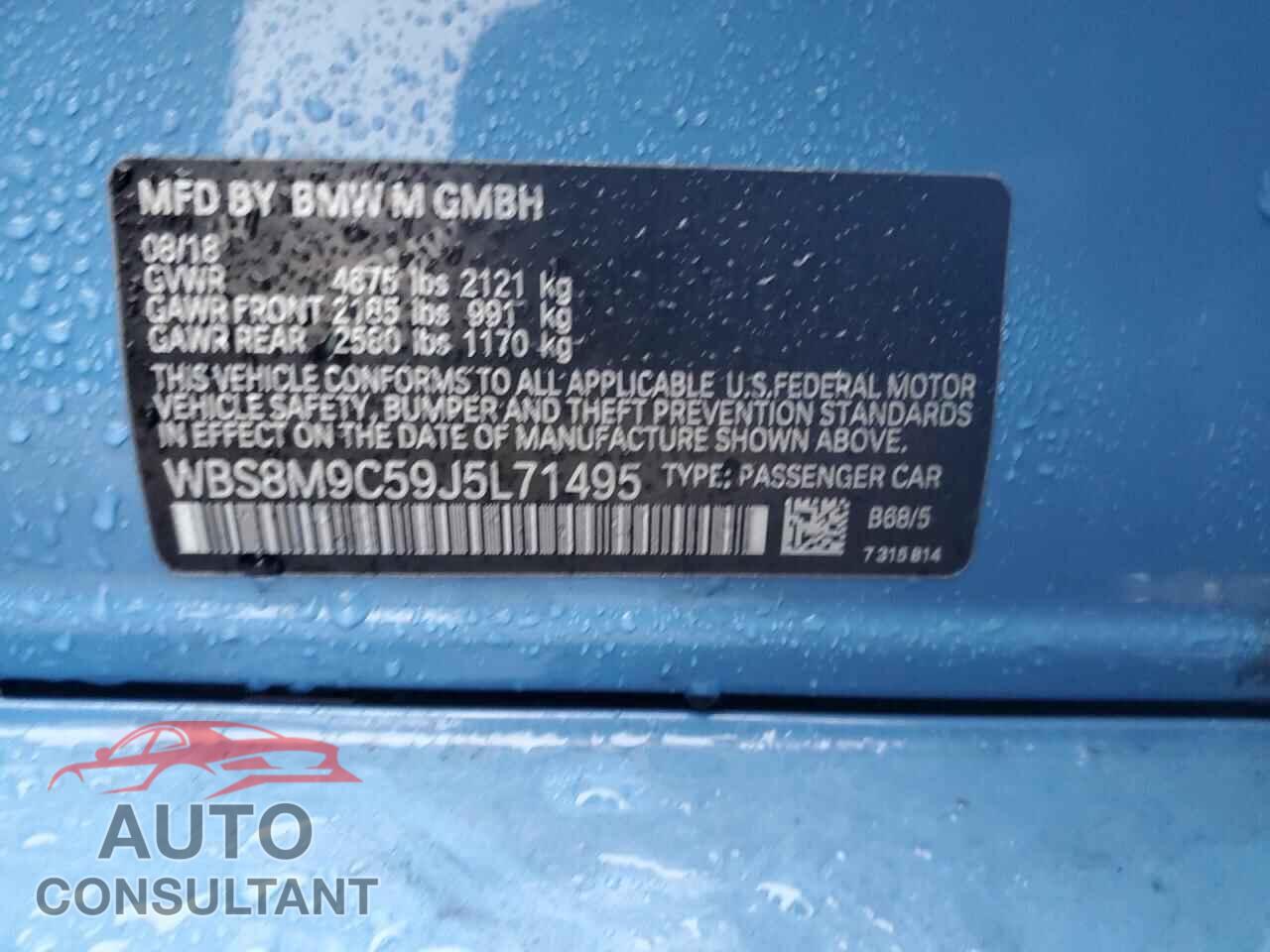 BMW M3 2018 - WBS8M9C59J5L71495