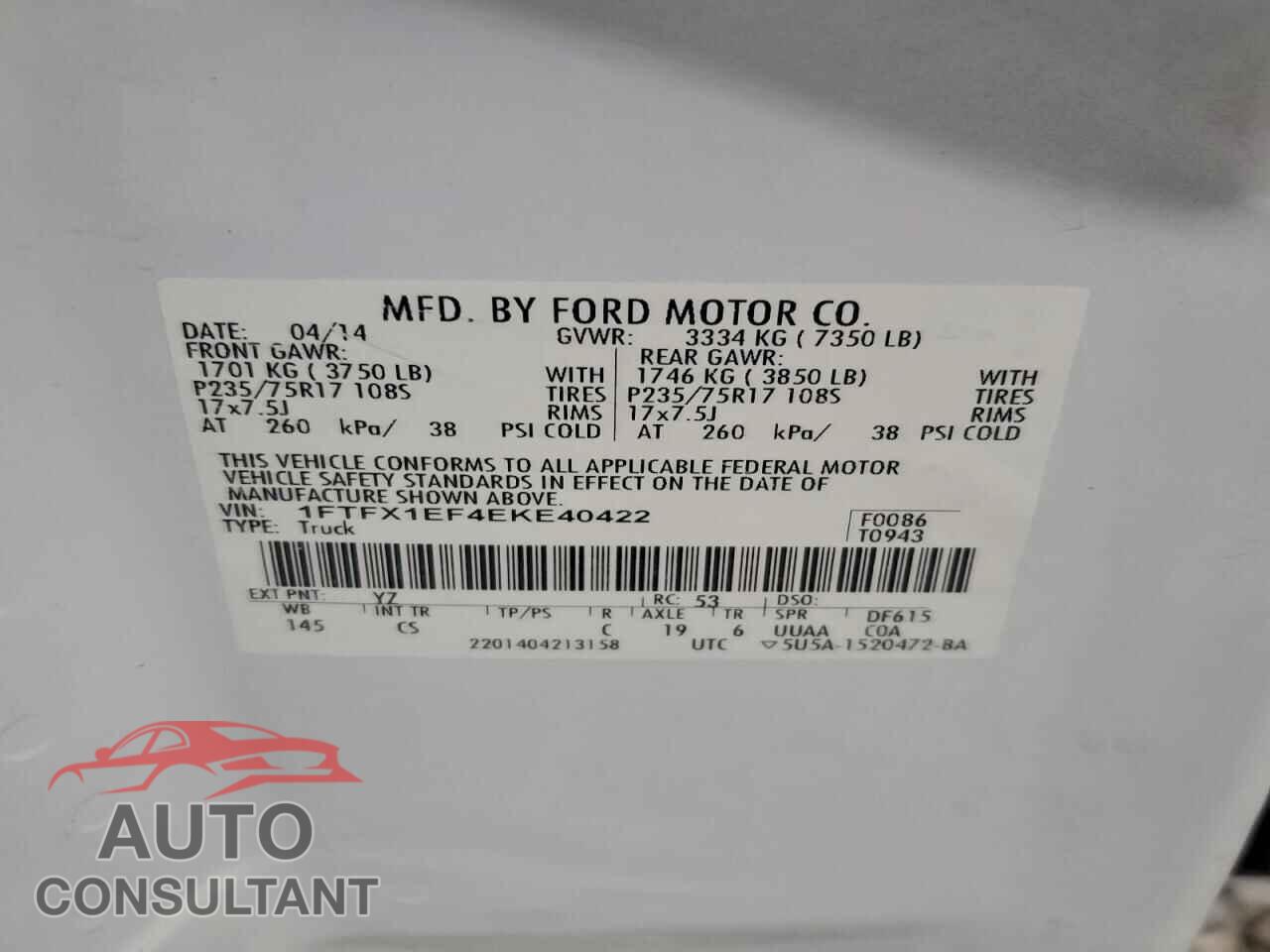 FORD F-150 2014 - 1FTFX1EF4EKE40422