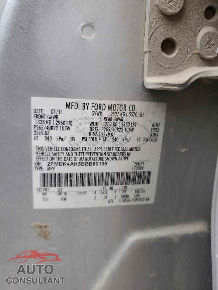 FORD EDGE 2011 - 2FMDK4AK5BBB60195