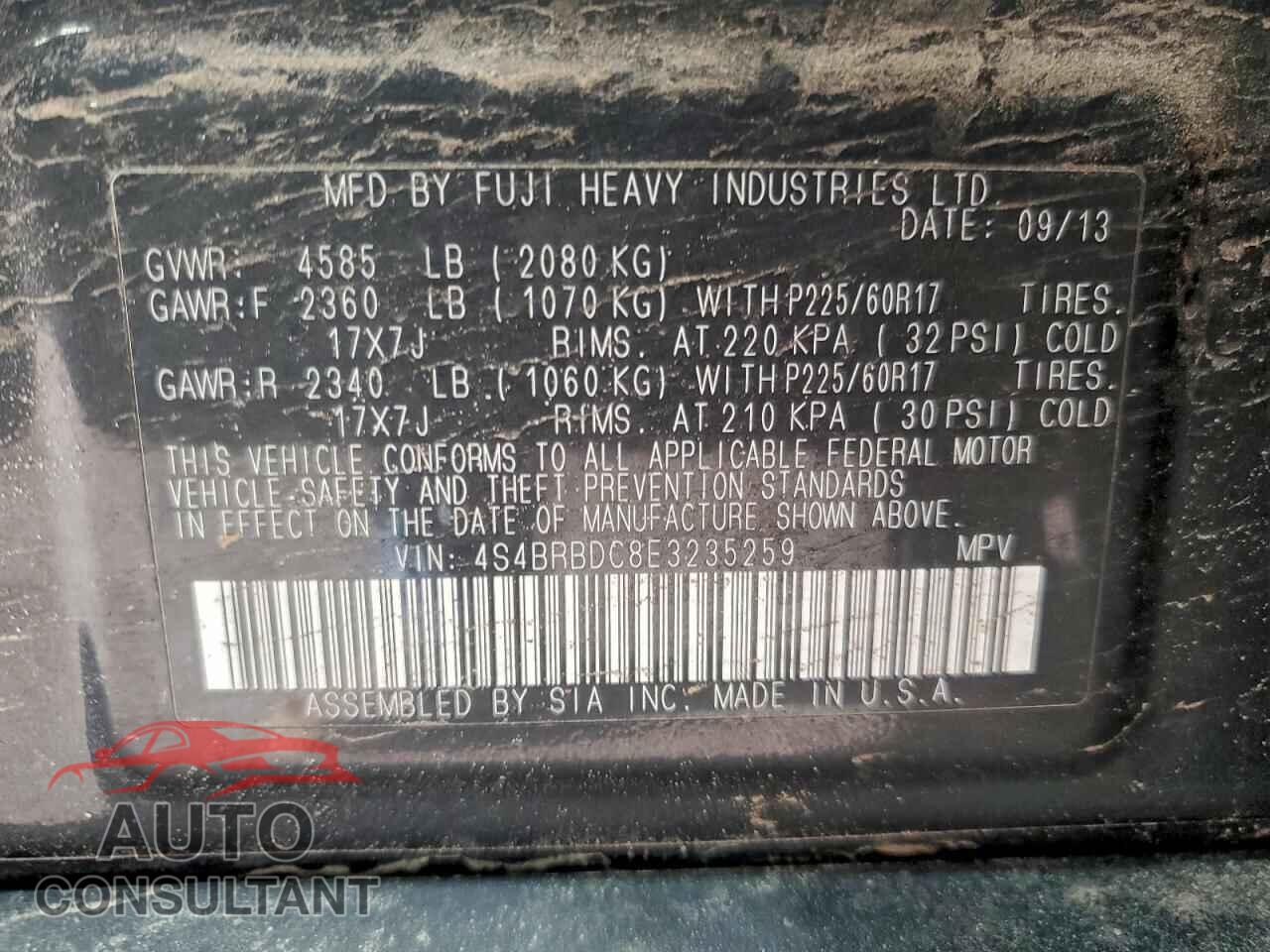 SUBARU OUTBACK 2014 - 4S4BRBDC8E3235259