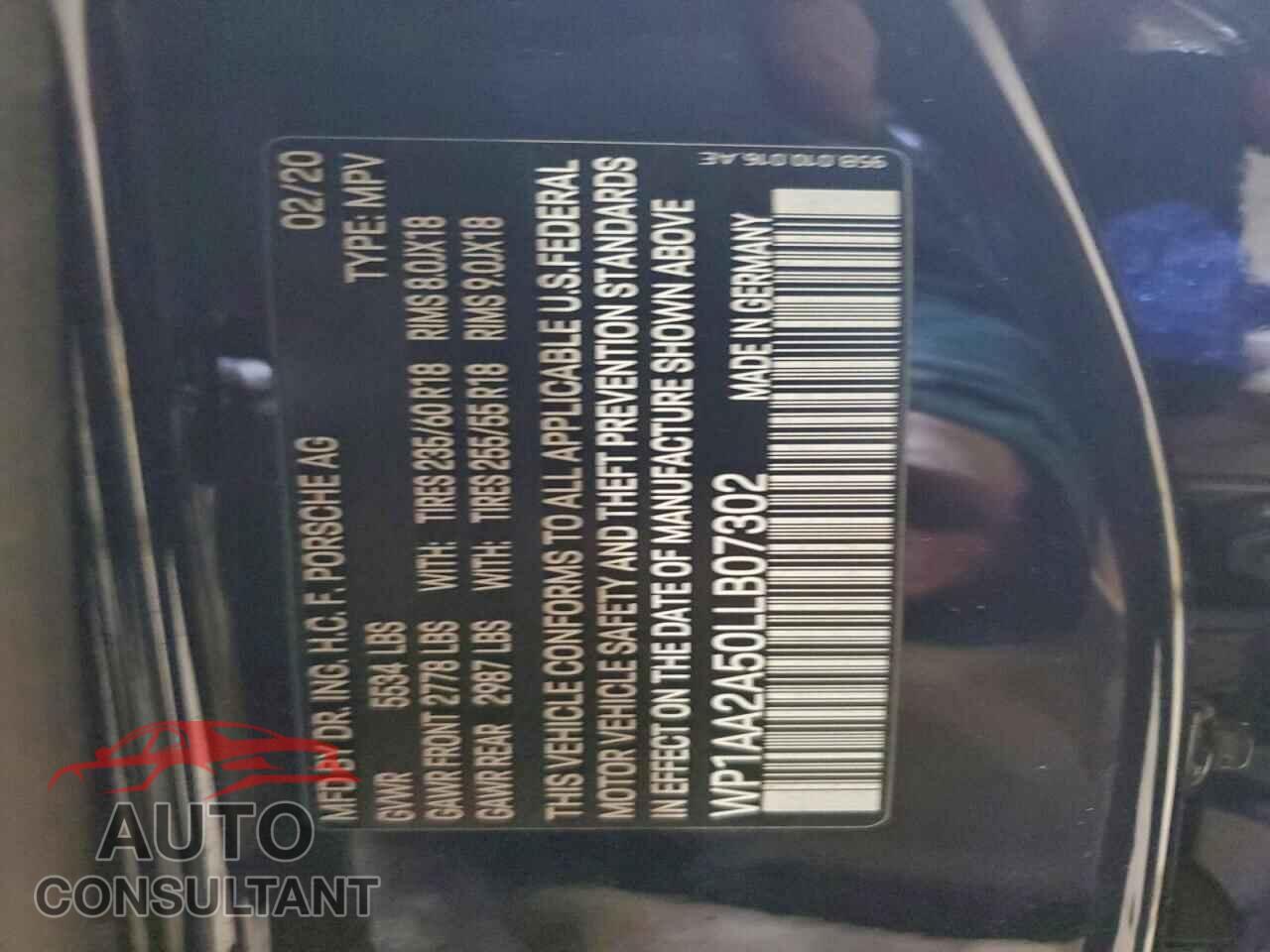 PORSCHE MACAN 2020 - WP1AA2A50LLB07302