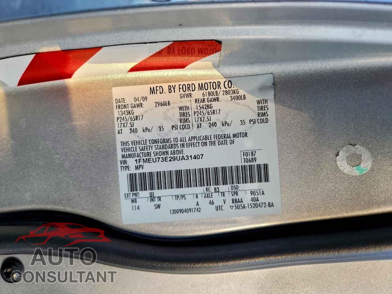 FORD EXPLORER 2009 - 1FMEU73E29UA31407