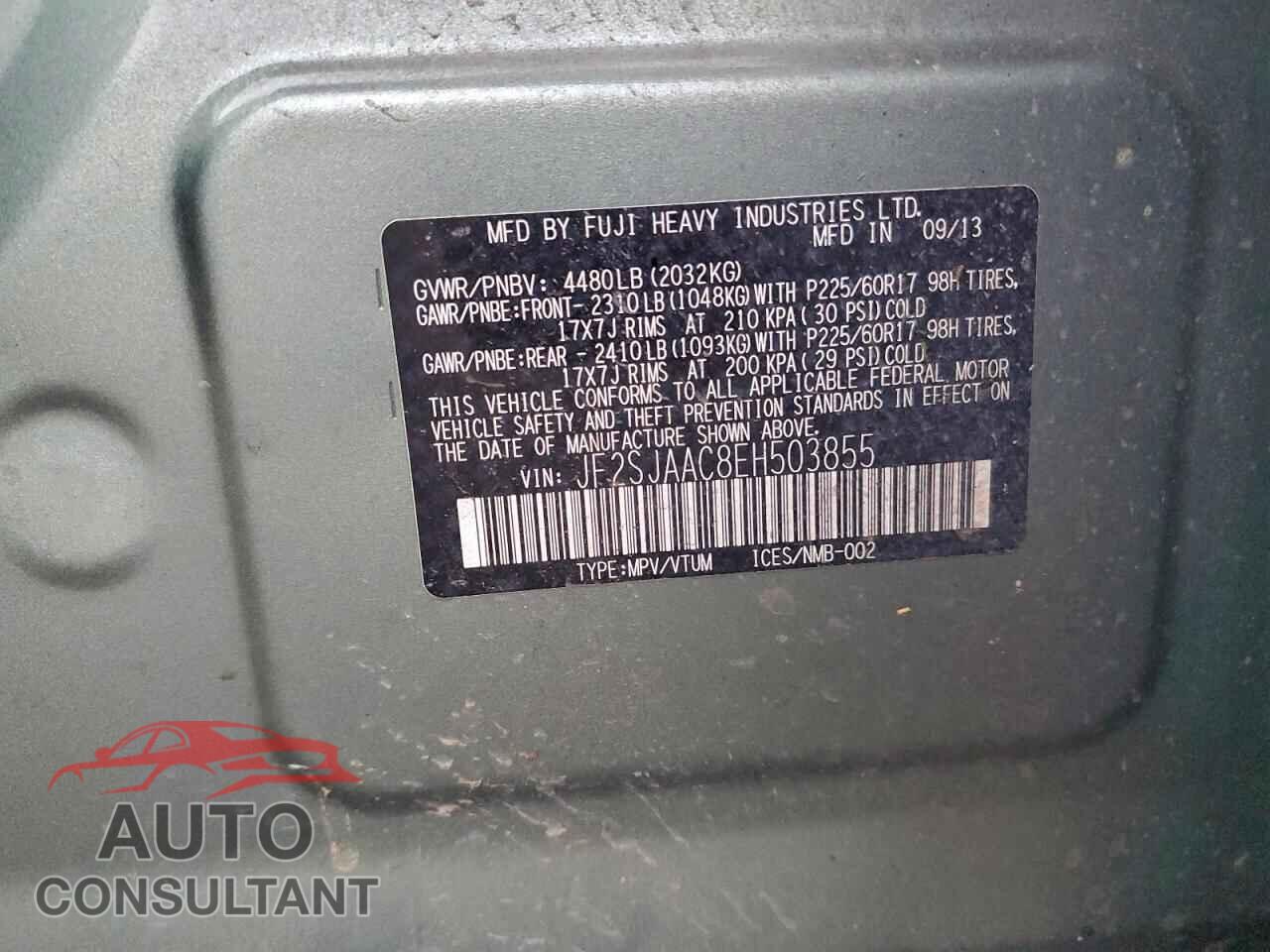 SUBARU FORESTER 2014 - JF2SJAAC8EH503855