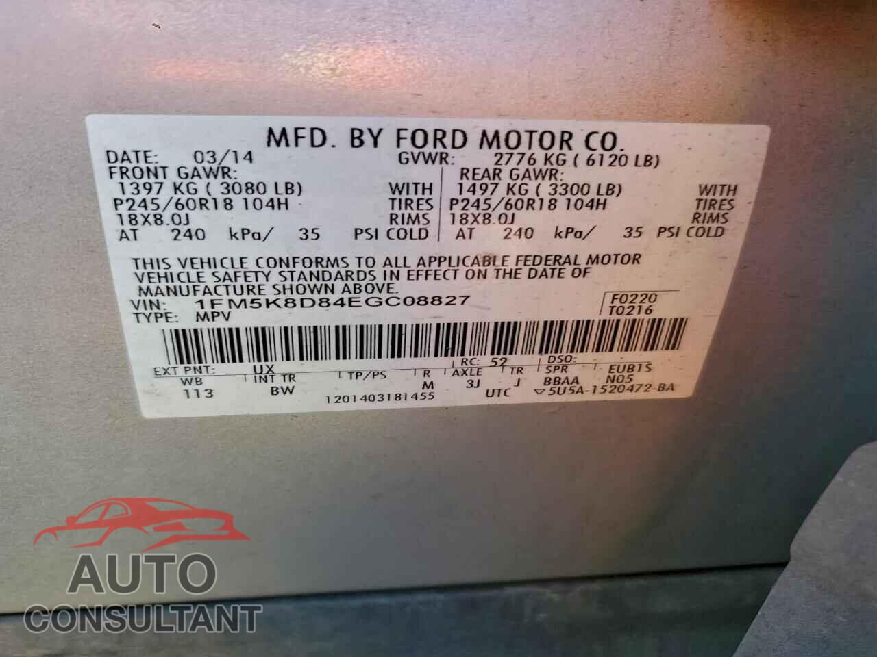FORD EXPLORER 2014 - 1FM5K8D84EGC08827