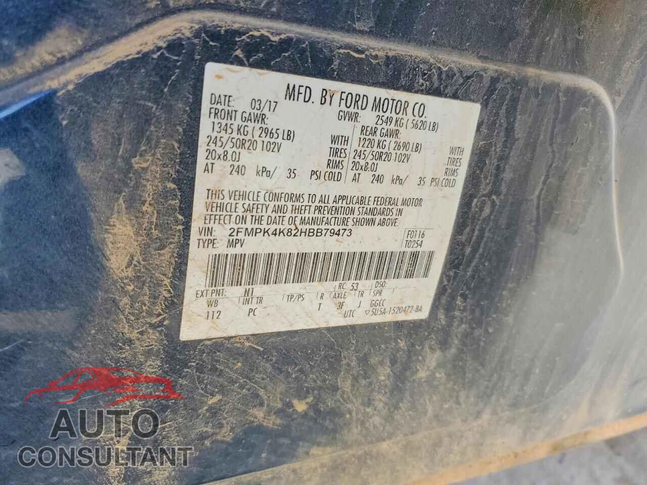 FORD EDGE 2017 - 2FMPK4K82HBB79473