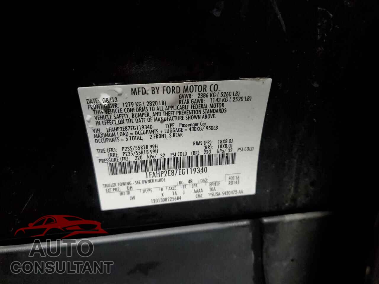 FORD TAURUS 2014 - 1FAHP2E87EG119340