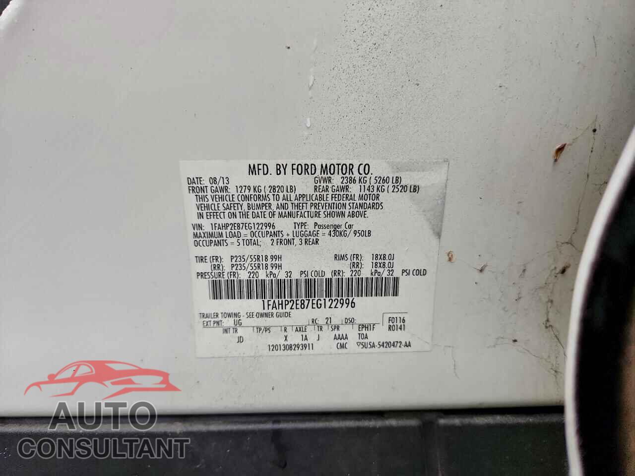 FORD TAURUS 2014 - 1FAHP2E87EG122996