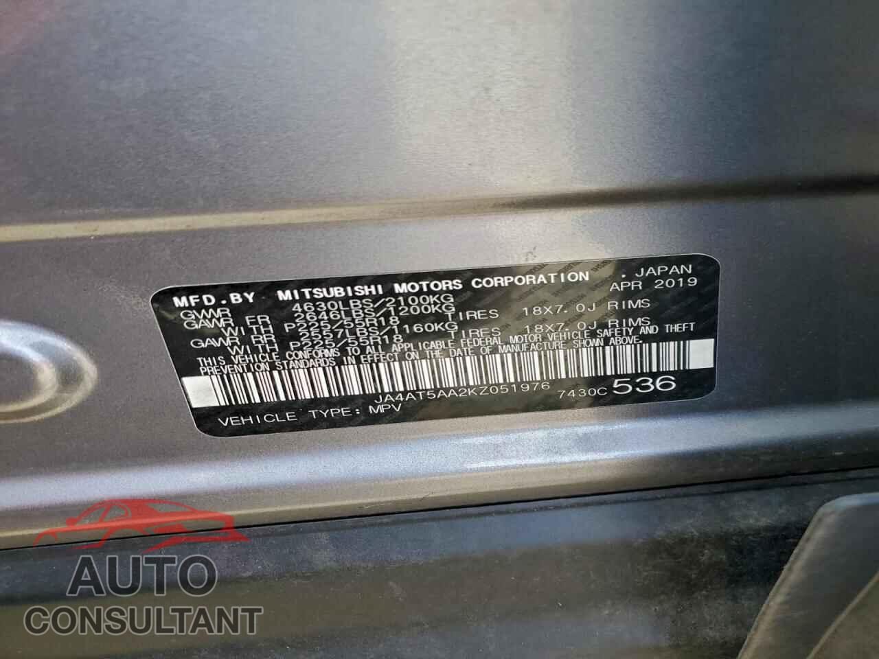 MITSUBISHI ECLIPSE 2019 - JA4AT5AA2KZ051976
