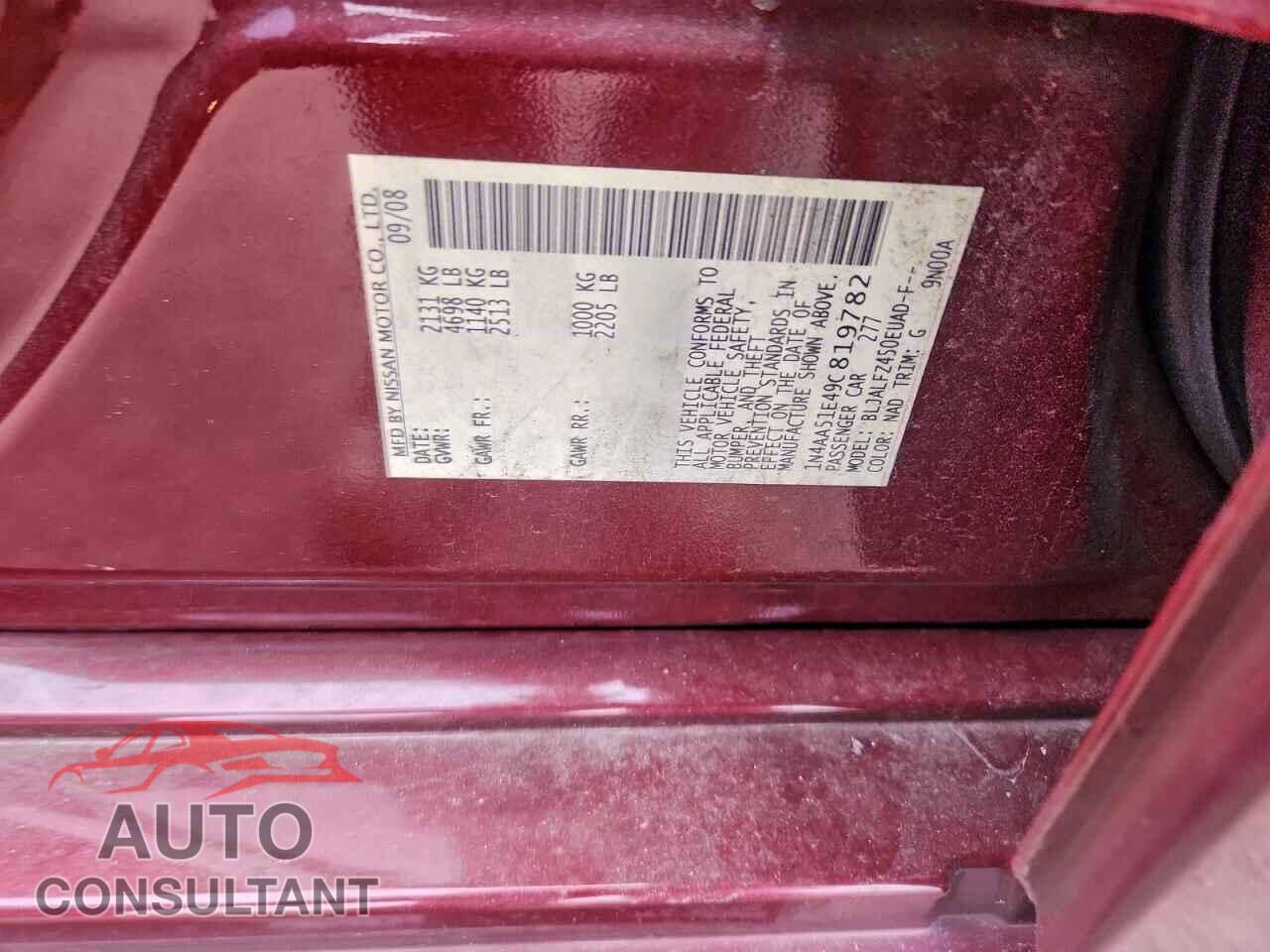 NISSAN MAXIMA 2009 - 1N4AA51E49C819782