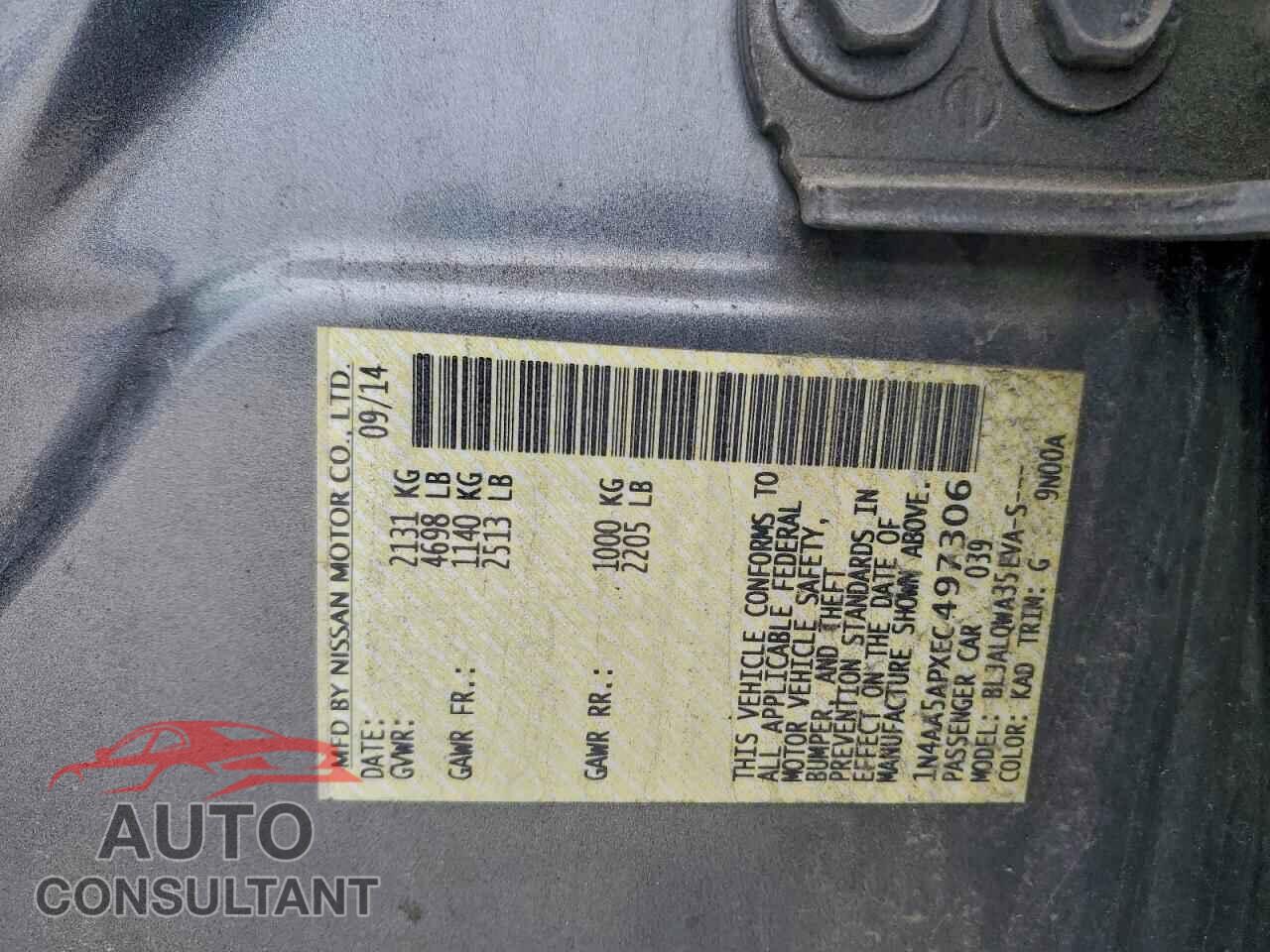 NISSAN MAXIMA 2014 - 1N4AA5APXEC497306