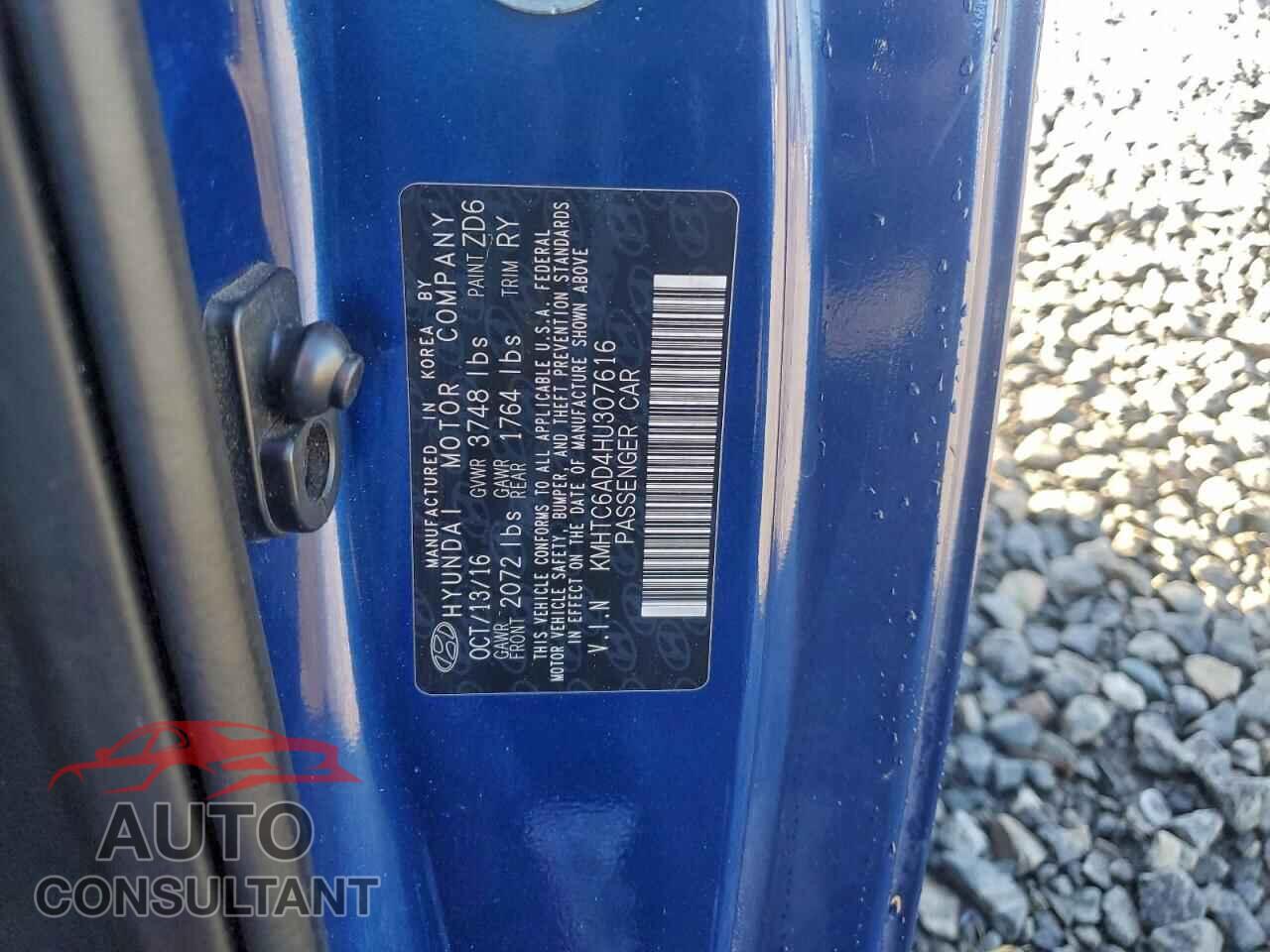HYUNDAI VELOSTER 2017 - KMHTC6AD4HU307616