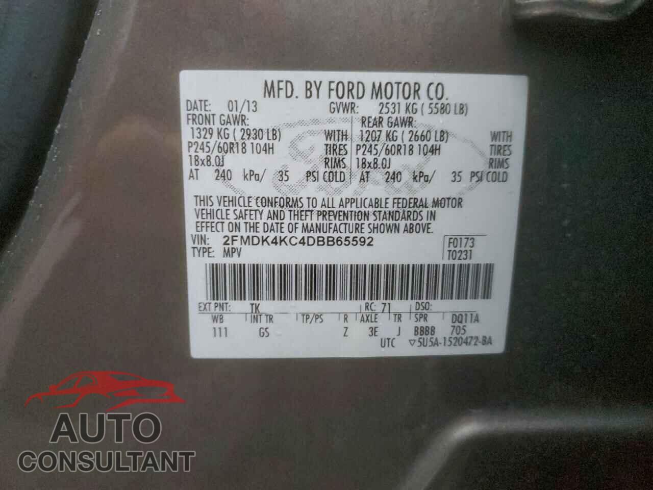 FORD EDGE 2013 - 2FMDK4KC4DBB65592