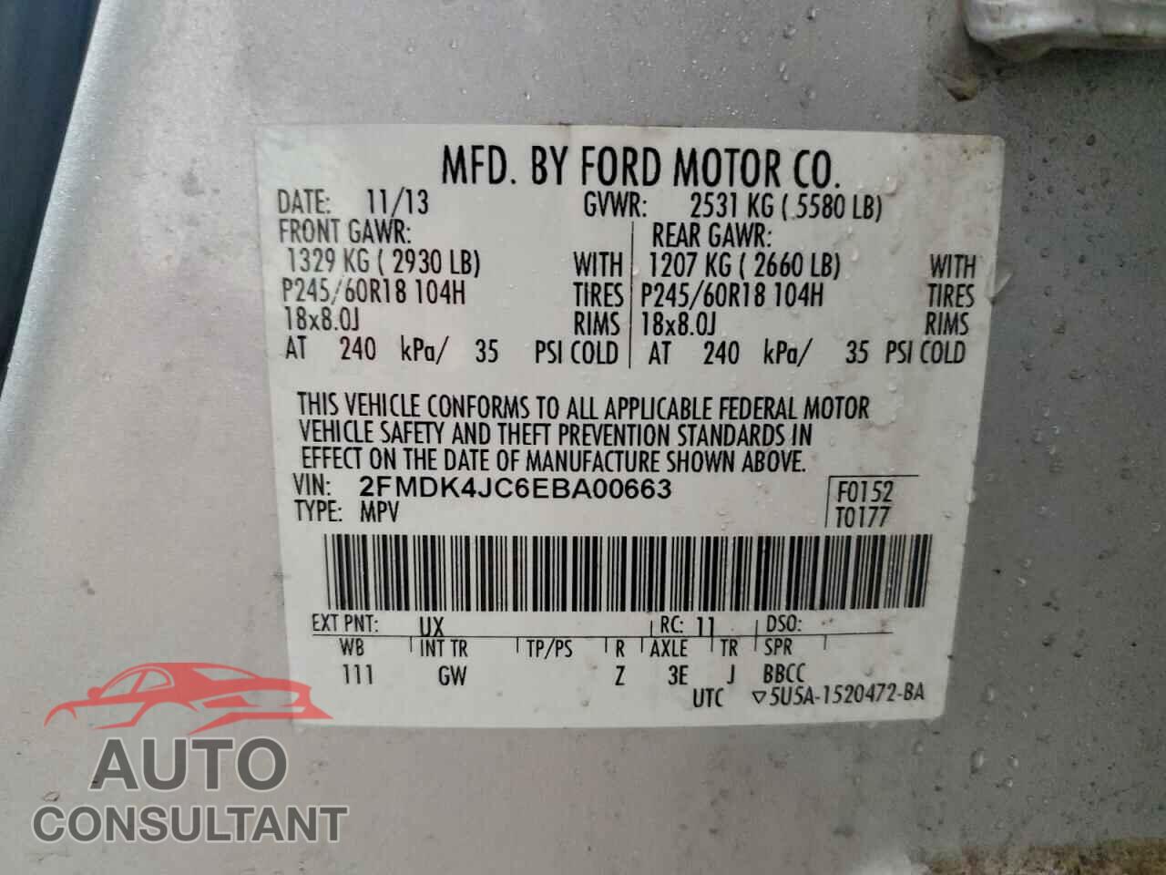 FORD EDGE 2014 - 2FMDK4JC6EBA00663