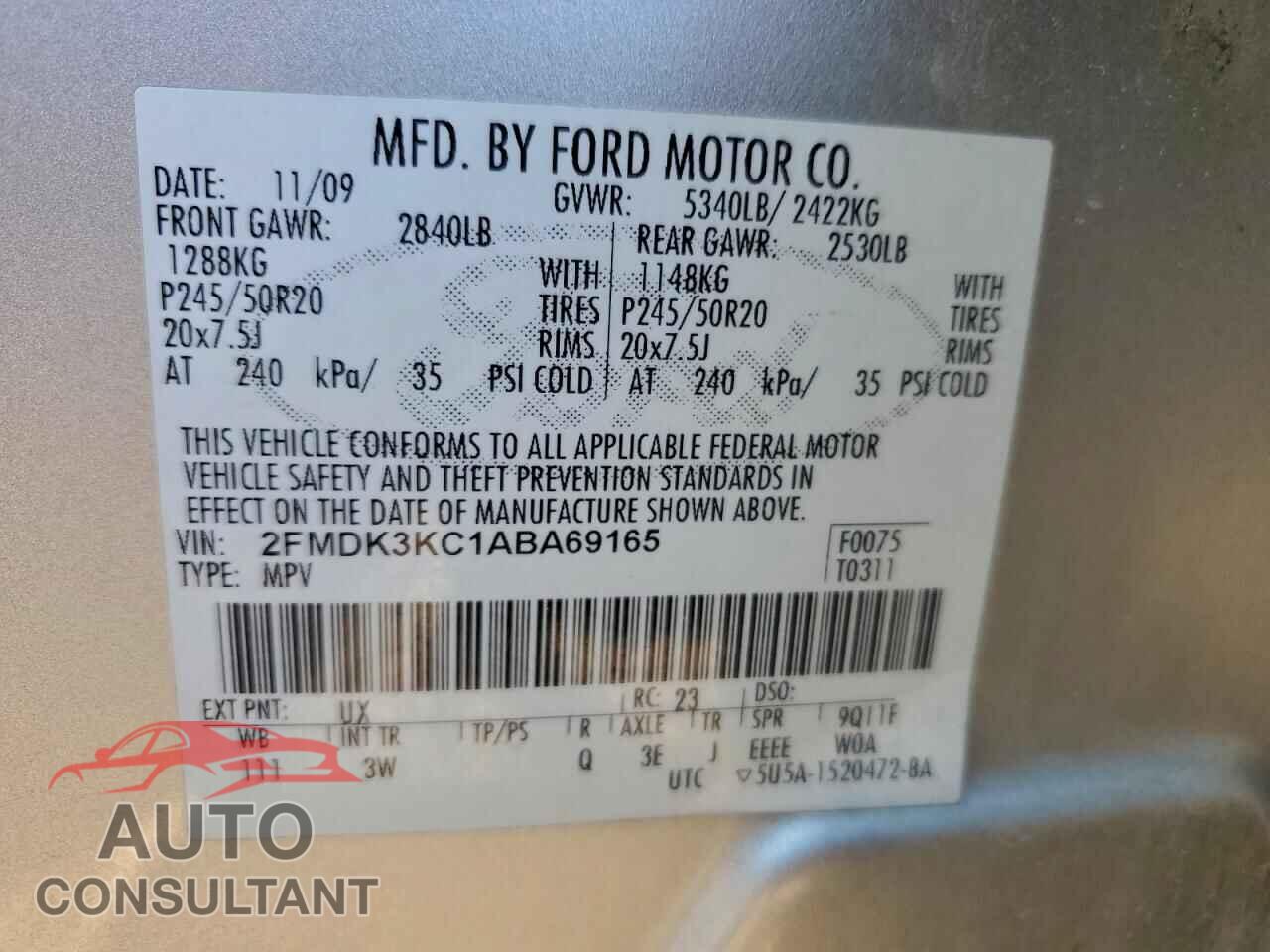 FORD EDGE 2010 - 2FMDK3KC1ABA69165
