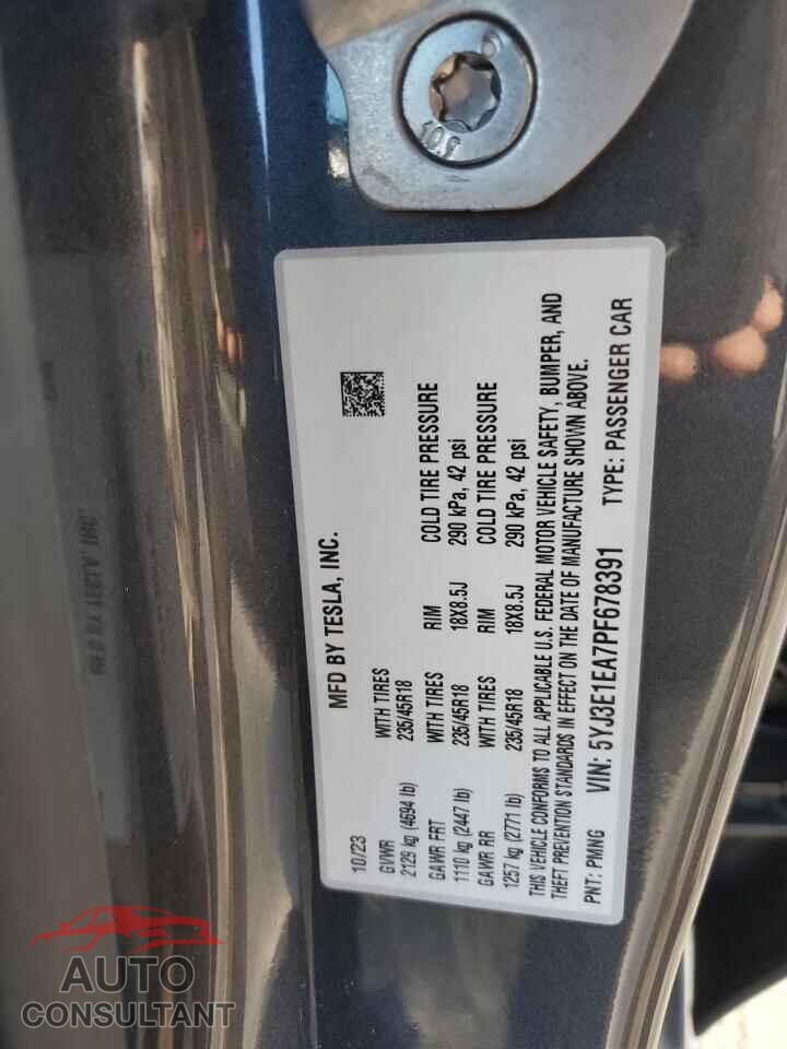 TESLA MODEL 3 2023 - 5YJ3E1EA7PF678391