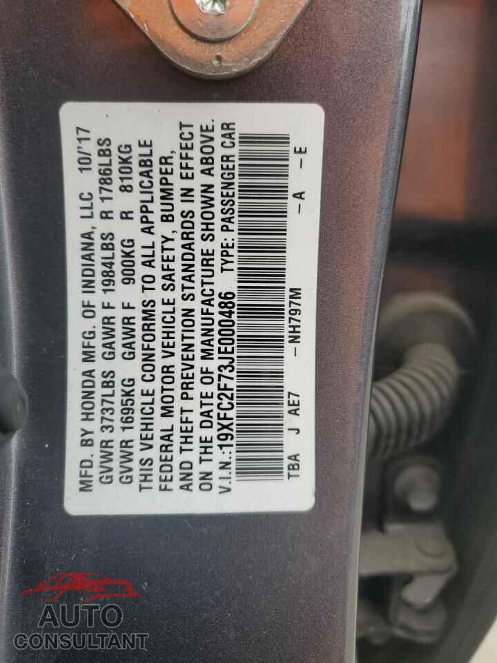 HONDA CIVIC 2018 - 19XFC2F73JE000486
