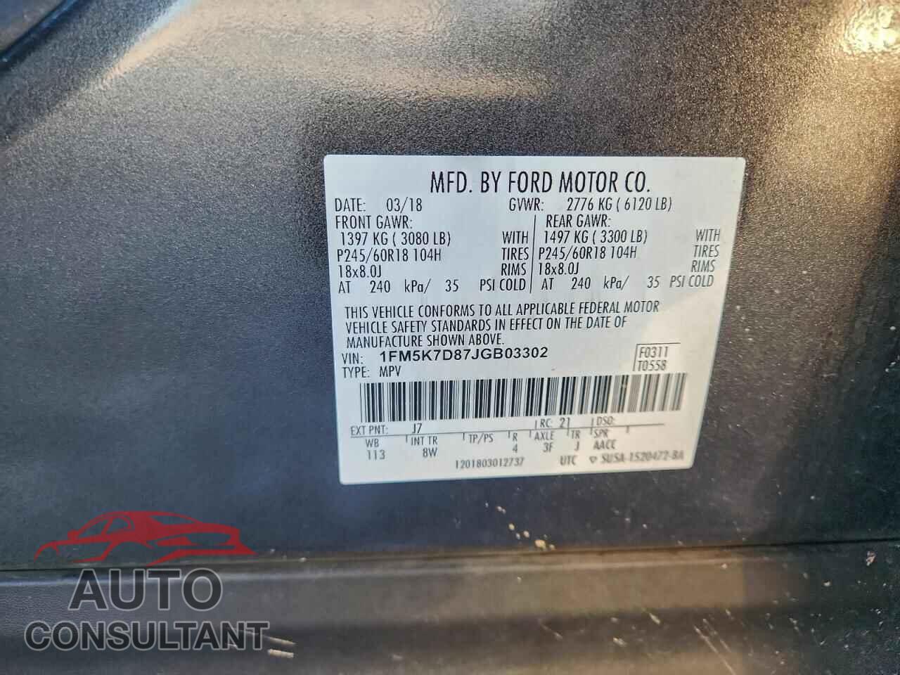 FORD EXPLORER 2018 - 1FM5K7D87JGB03302
