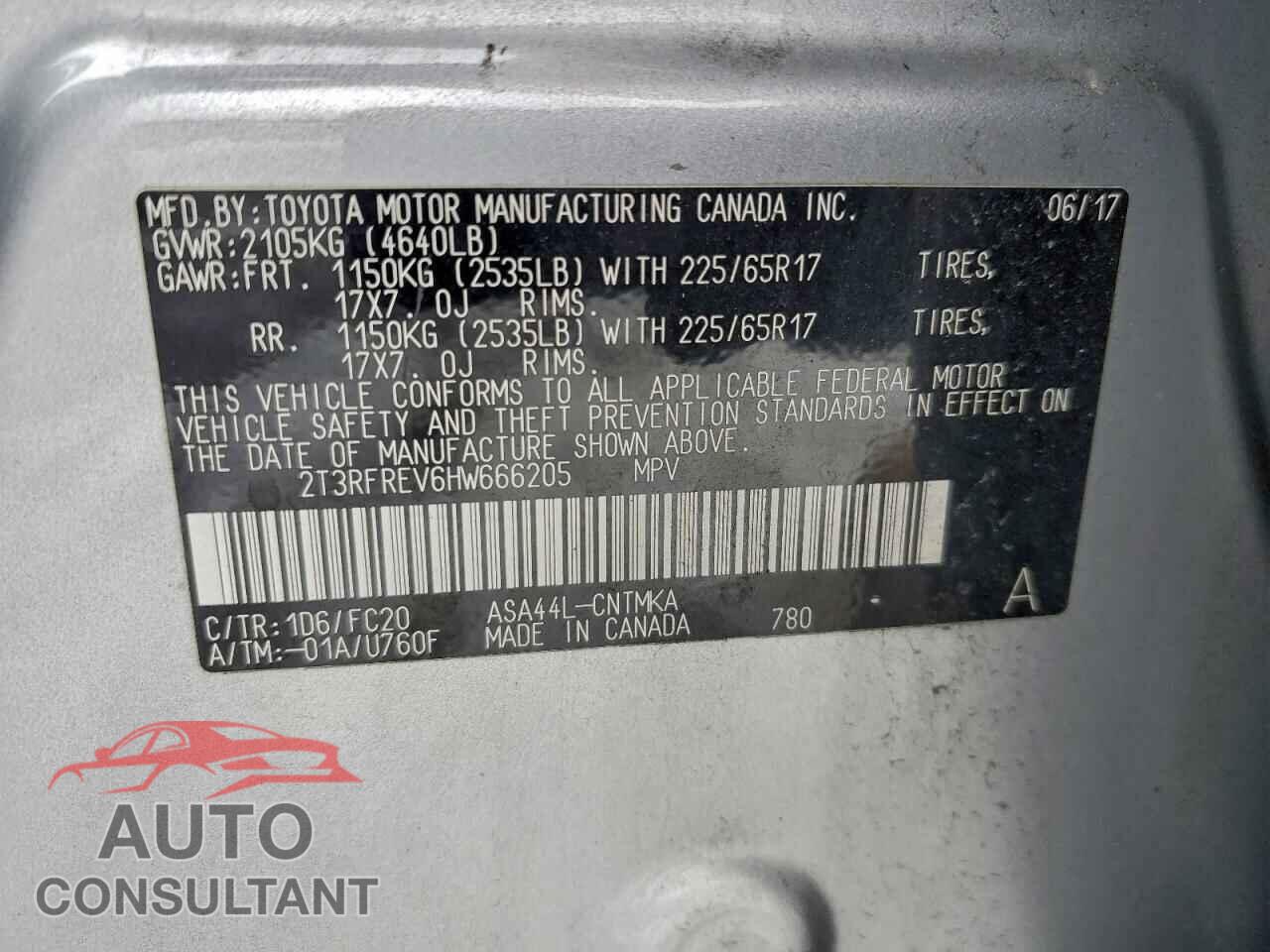 TOYOTA RAV4 2017 - 2T3RFREV6HW666205