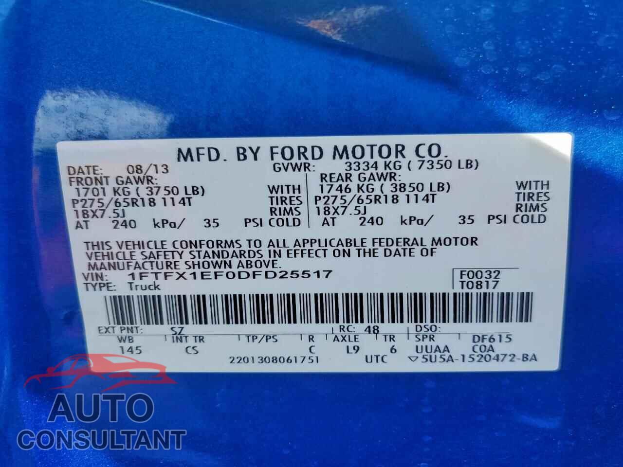FORD F-150 2013 - 1FTFX1EF0DFD25517