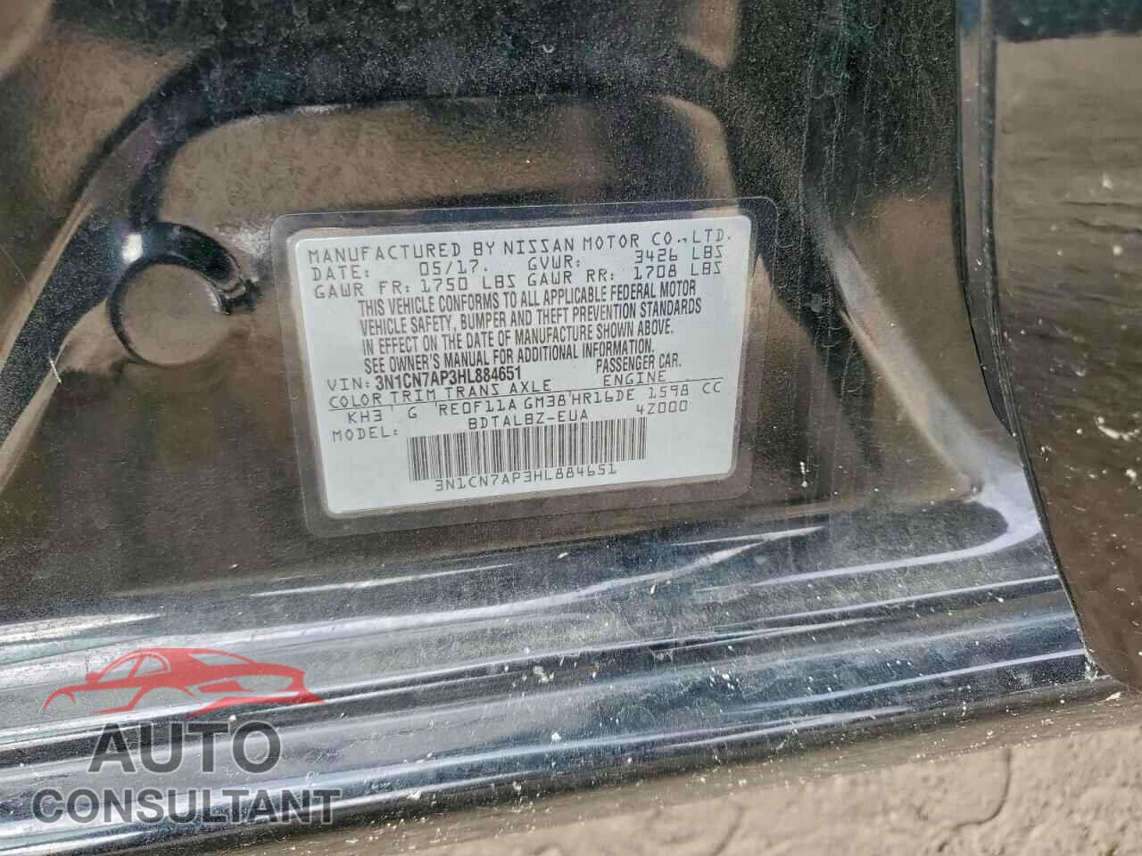 NISSAN VERSA 2017 - 3N1CN7AP3HL884651