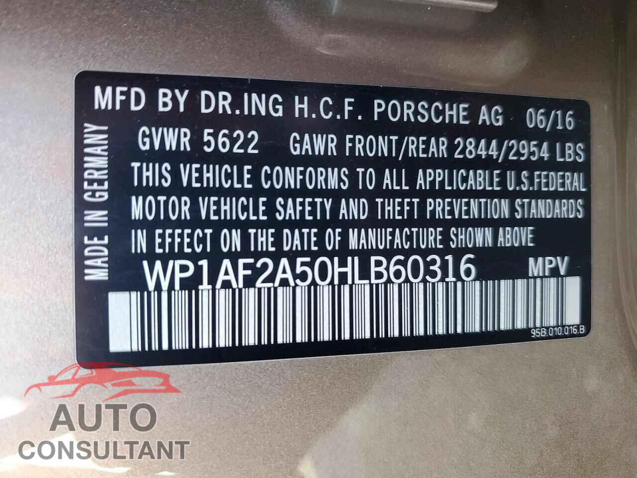 PORSCHE MACAN 2017 - WP1AF2A50HLB60316