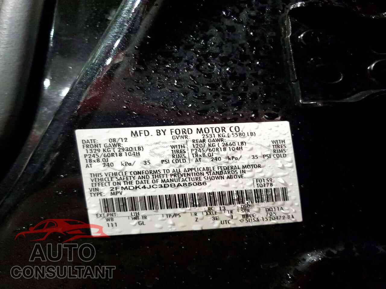 FORD EDGE 2013 - 2FMDK4JC3DBA85086