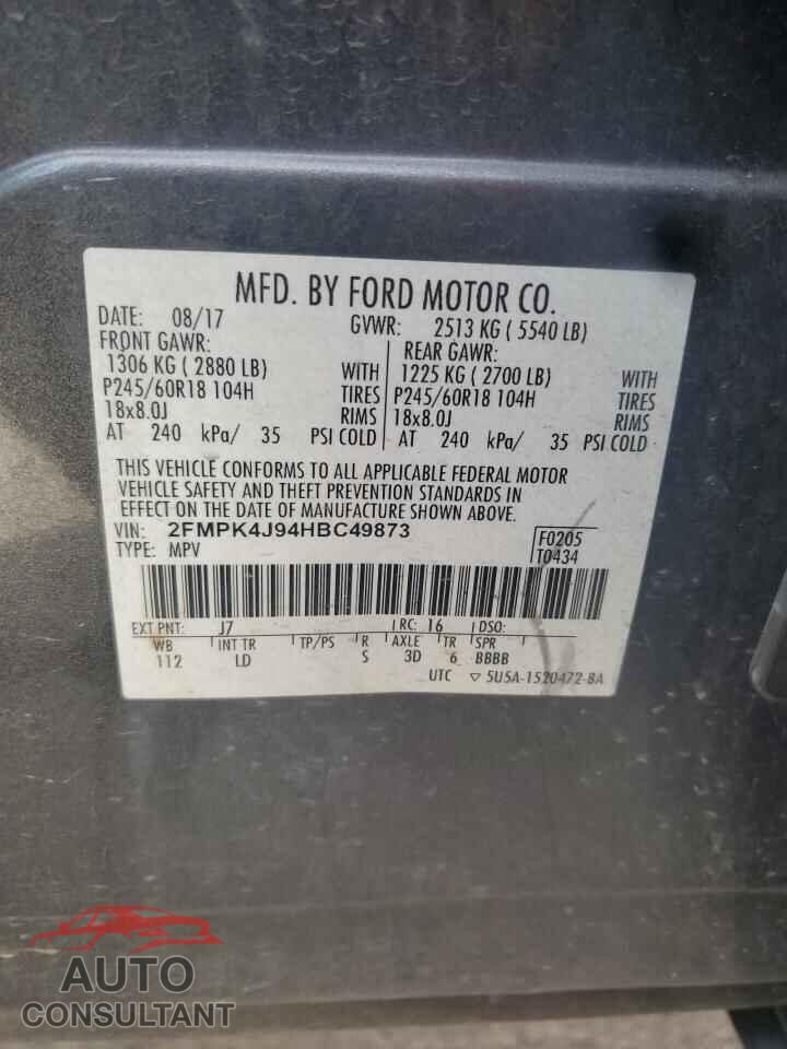FORD EDGE 2017 - 2FMPK4J94HBC49873