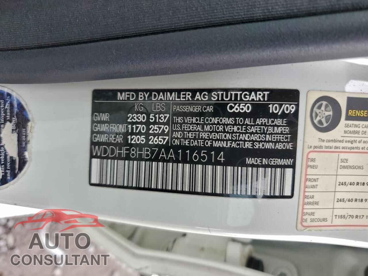 MERCEDES-BENZ E-CLASS 2010 - WDDHF8HB7AA116514