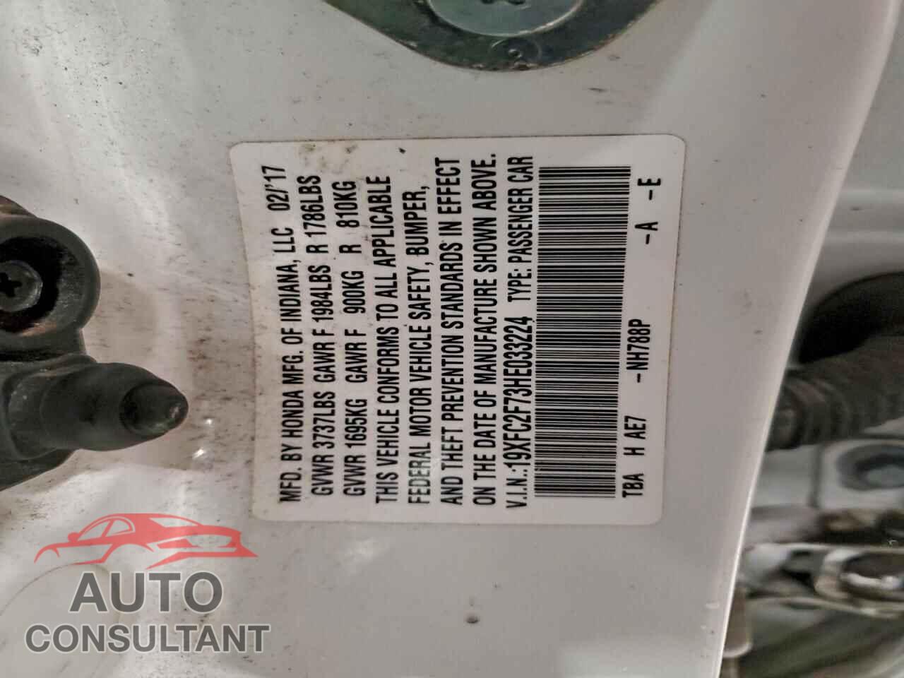 HONDA CIVIC 2017 - 19XFC2F73HE033224