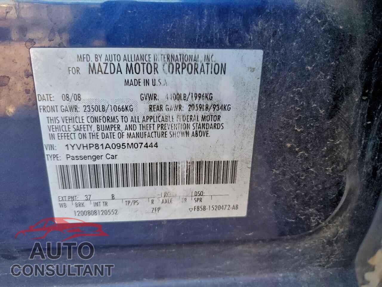 MAZDA 6 2009 - 1YVHP81A095M07444