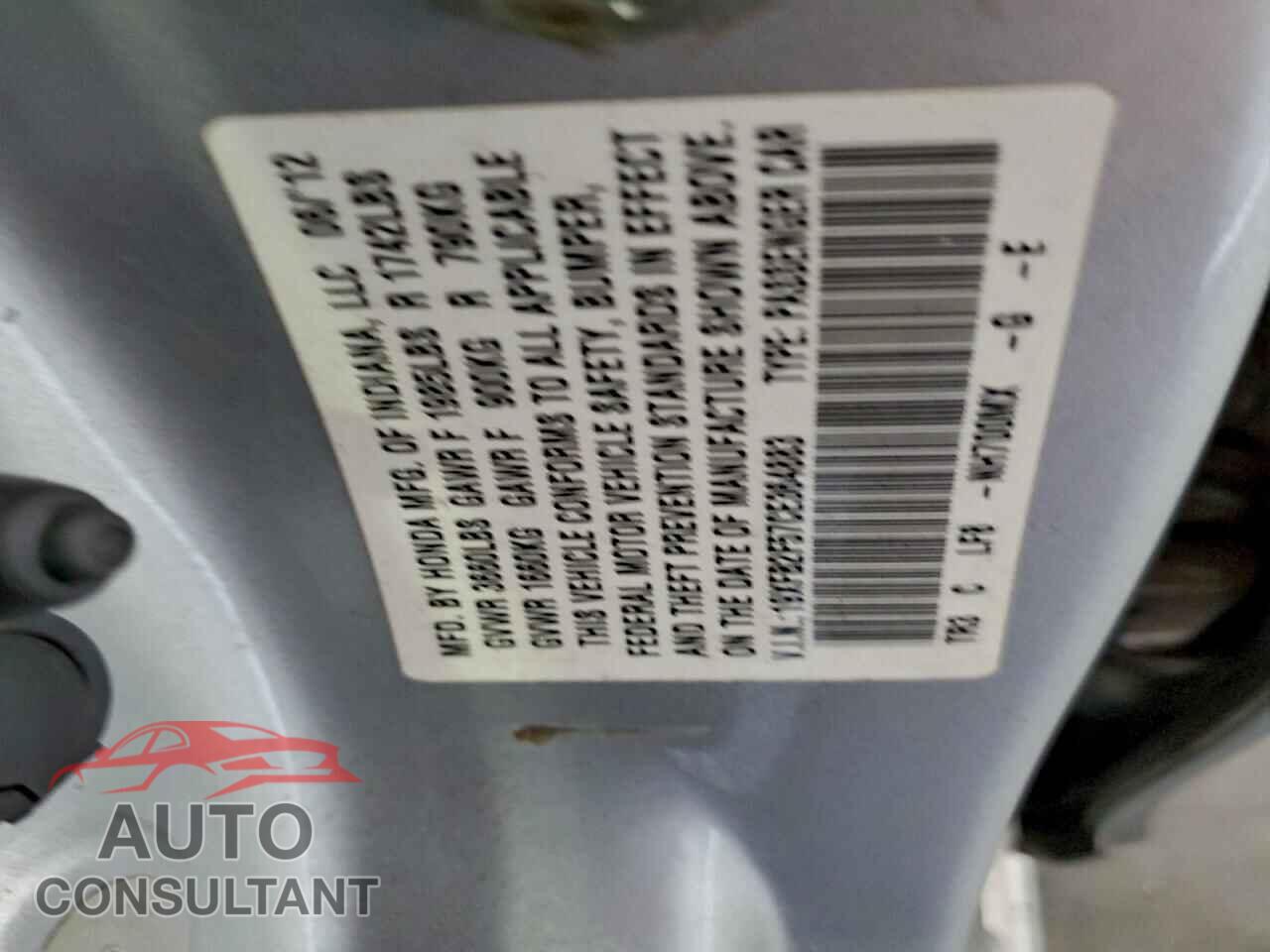 HONDA CIVIC 2012 - 19XFB2F57CE364883