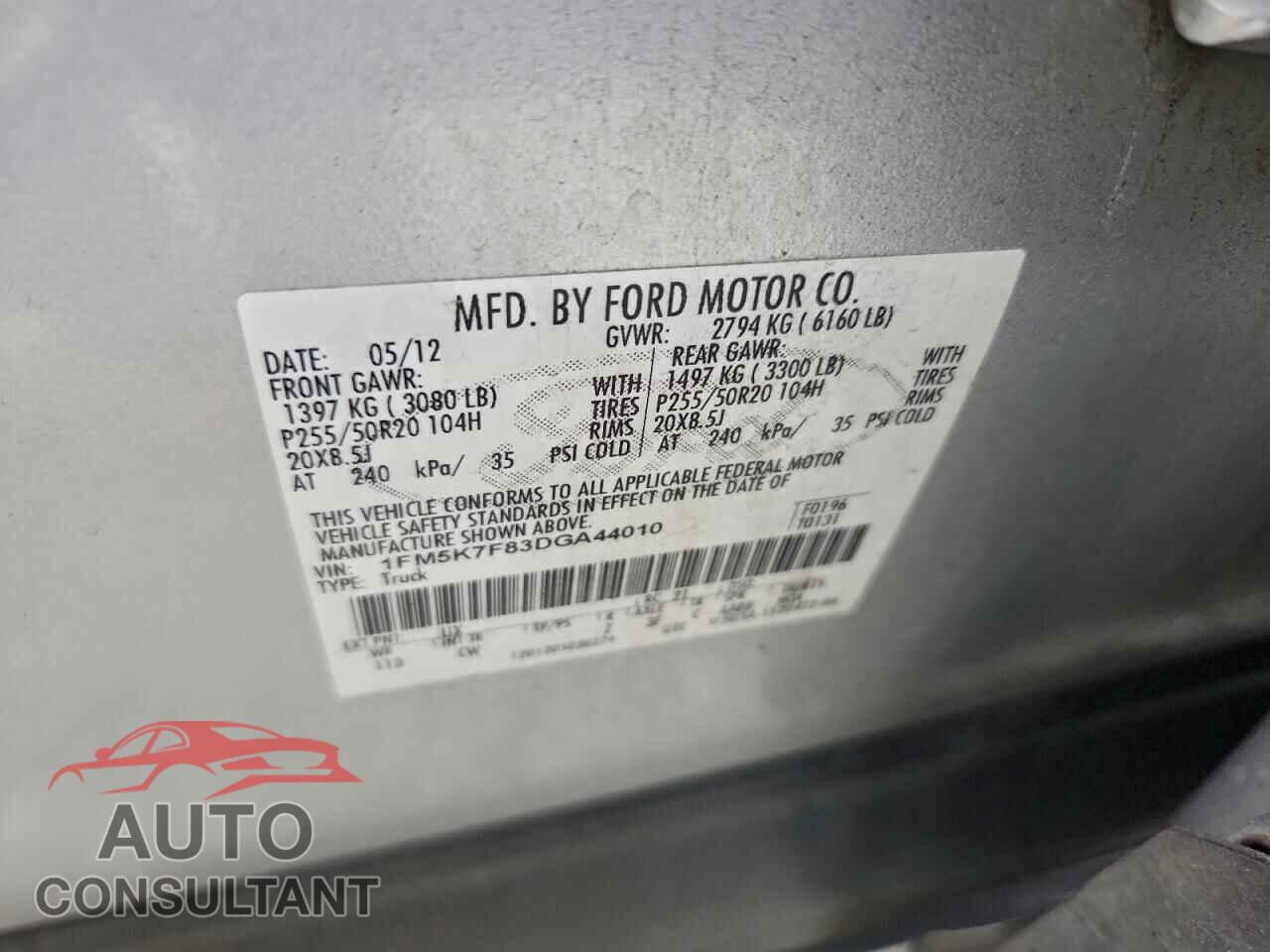 FORD EXPLORER 2013 - 1FM5K7F83DGA44010