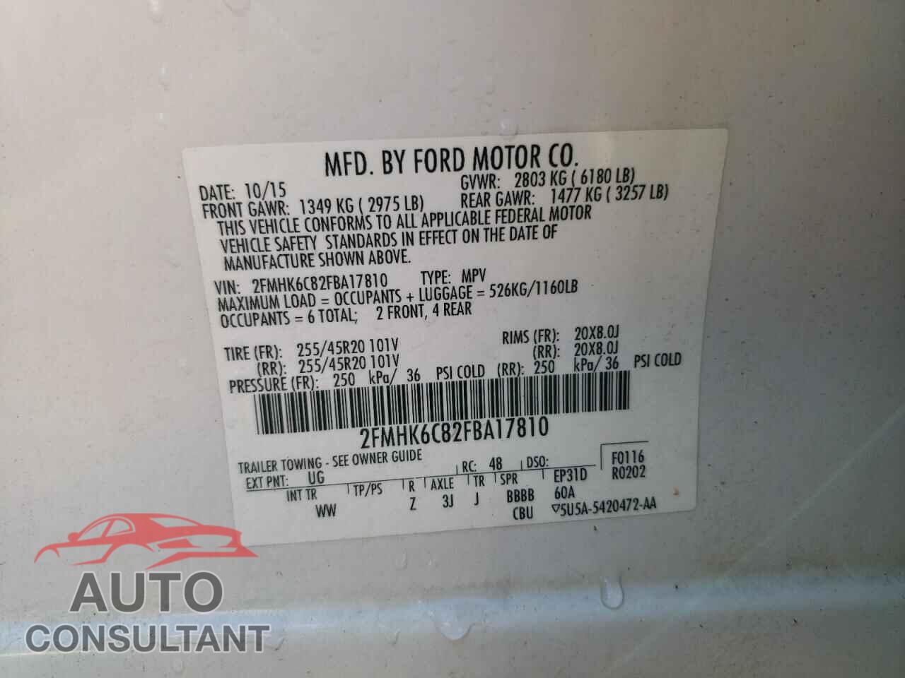 FORD FLEX 2015 - 2FMHK6C82FBA17810