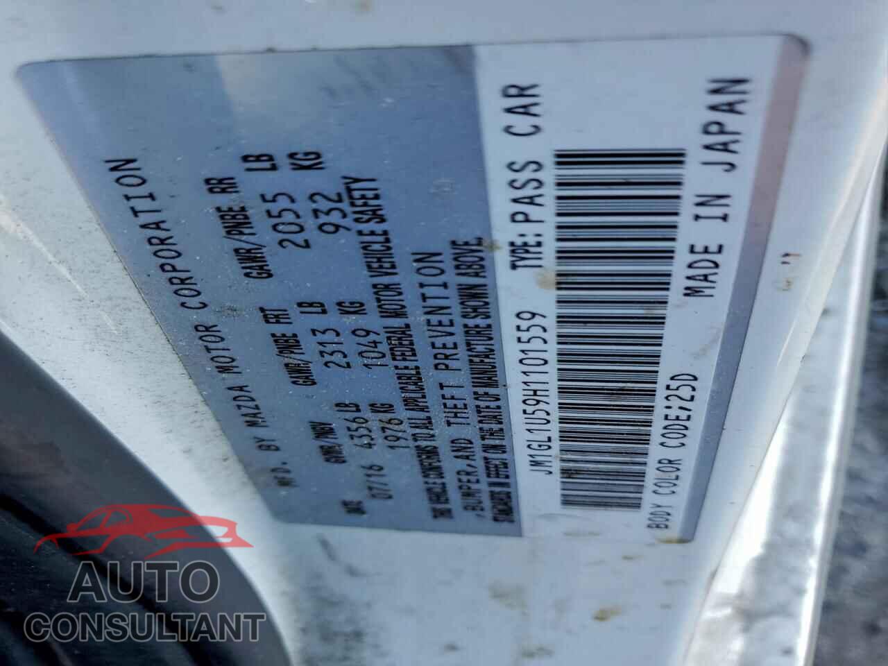 MAZDA 6 2017 - JM1GL1U59H1101559