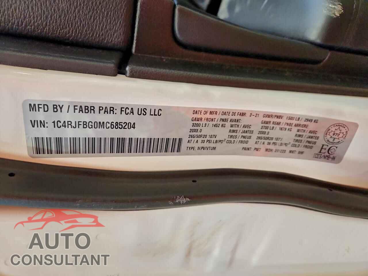 JEEP GRAND CHER 2021 - 1C4RJFBG0MC685204