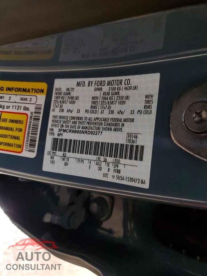 FORD BRONCO 2022 - 3FMCR9B60NRD92277