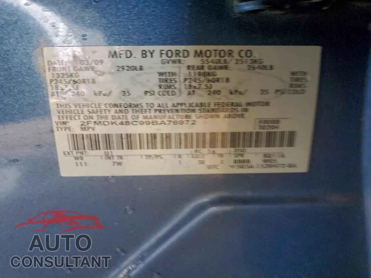 FORD EDGE 2009 - 2FMDK48C99BA76972