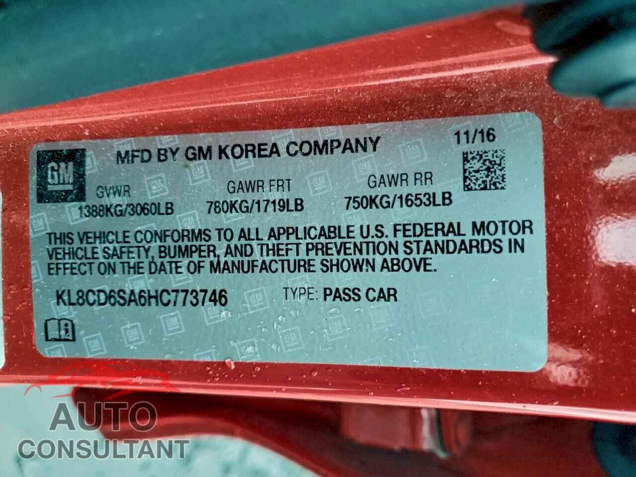 CHEVROLET SPARK 2017 - KL8CD6SA6HC773746