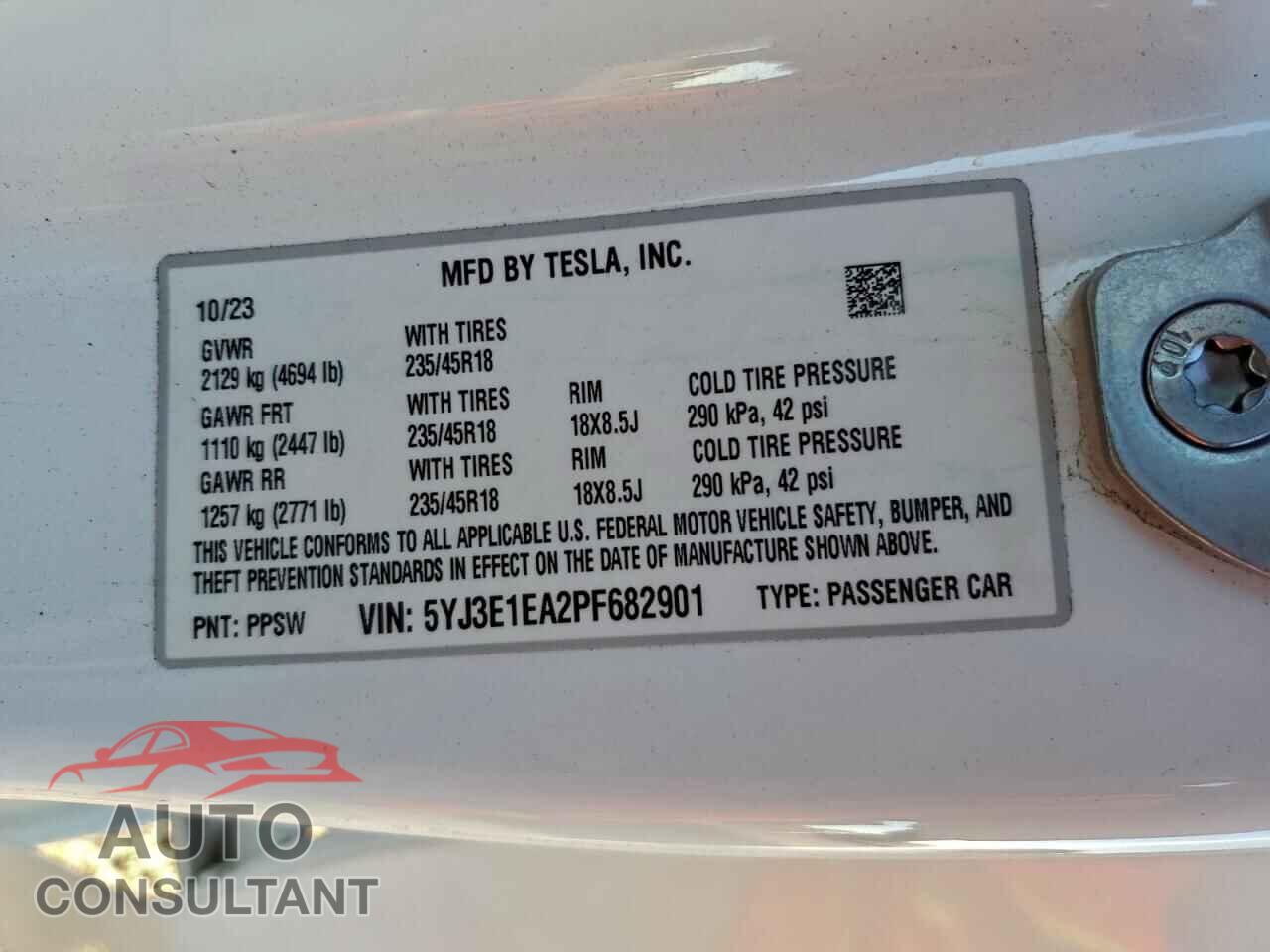 TESLA MODEL 3 2023 - 5YJ3E1EA2PF682901