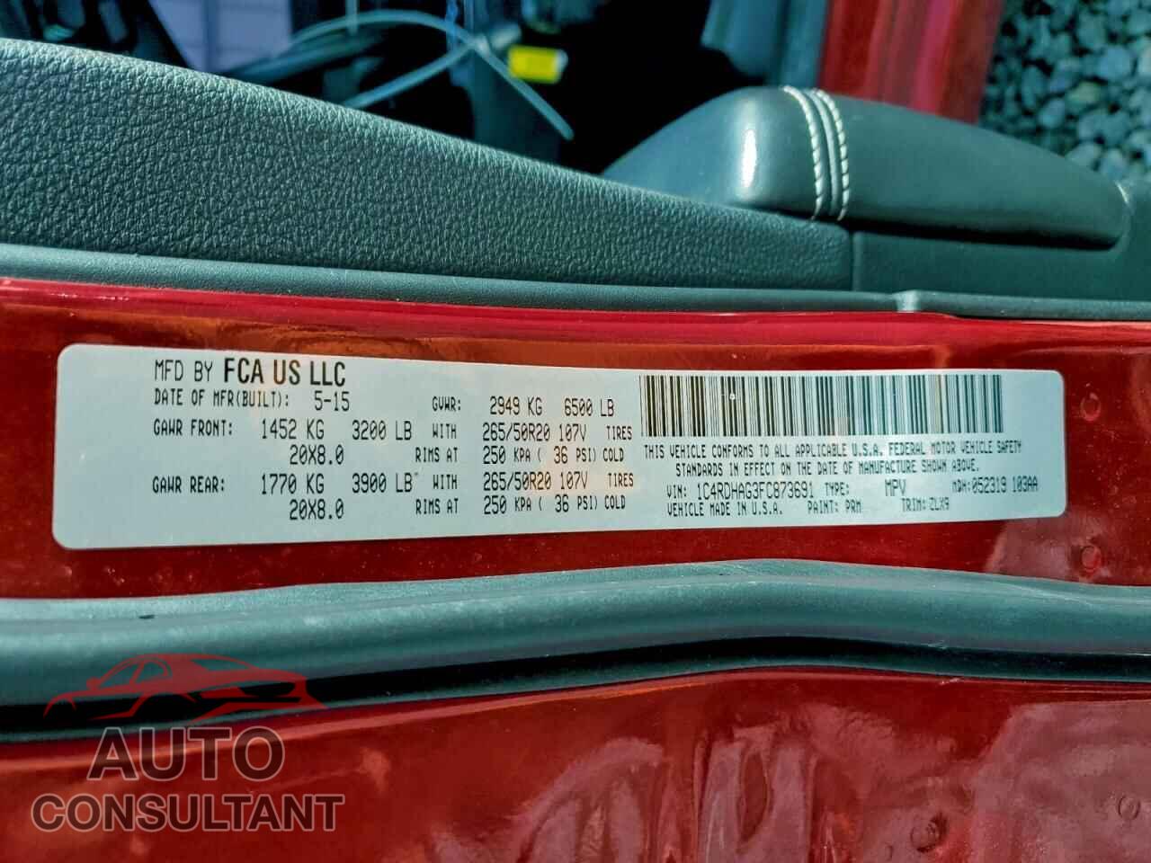 DODGE DURANGO 2015 - 1C4RDHAG3FC873691